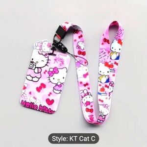Hello Kitty ID Card Holder with Lanyard - Cute Plastic ID Badge Wallet with Slid